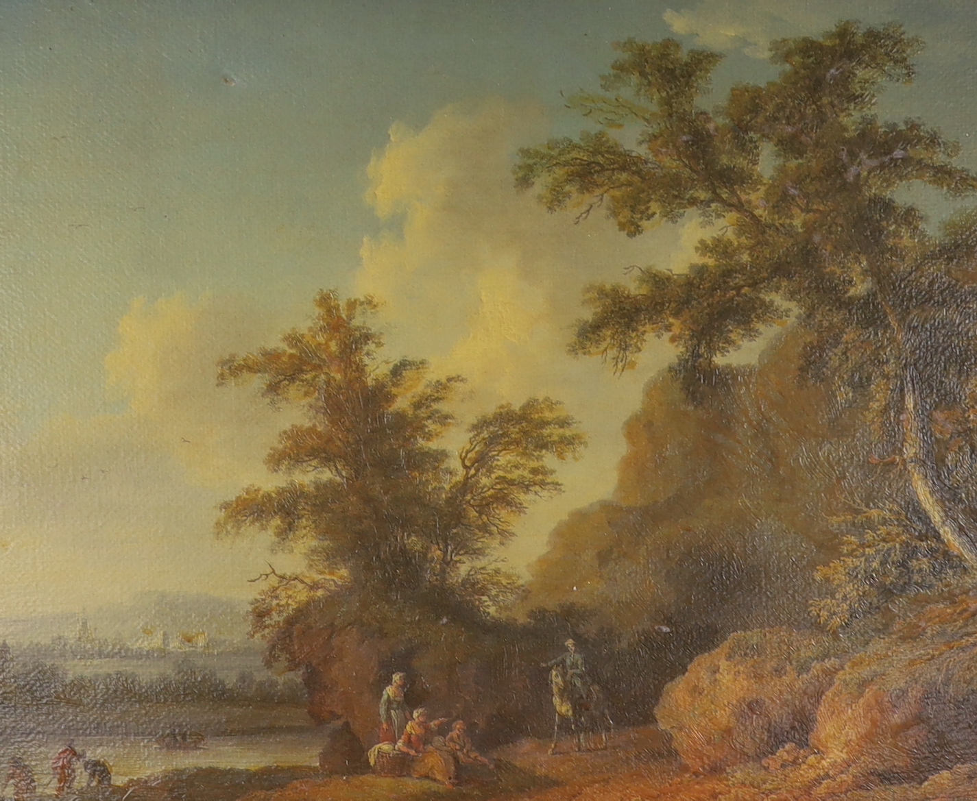 After Jacob Philipp Hackert (1737-1807), pair of oleographs, 'Landscape I and II', E. Stacy Marks labels verso, 25 x 31cm